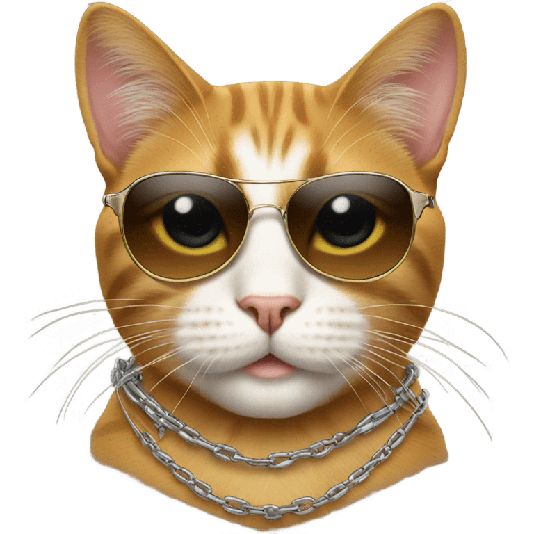 Cat with chains and sunglasses  emoji