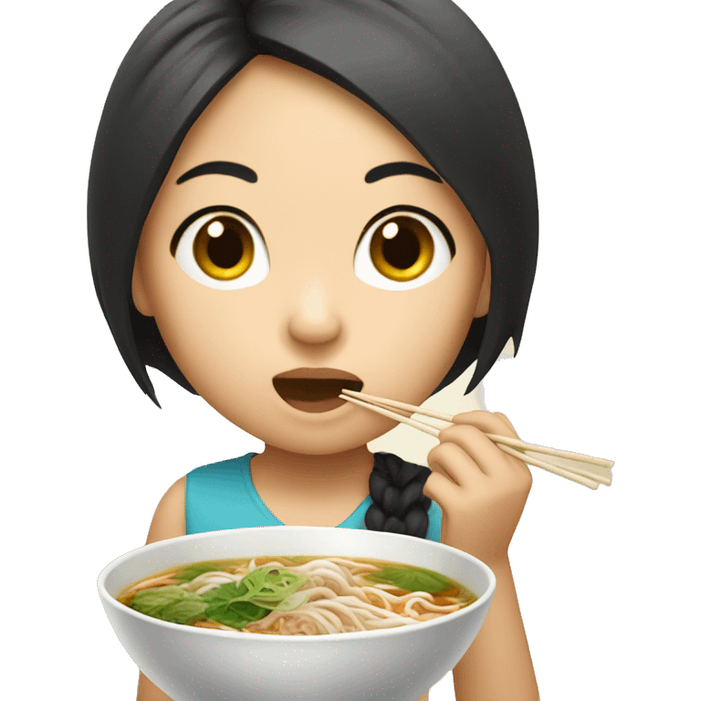 asian girl eating pho emoji