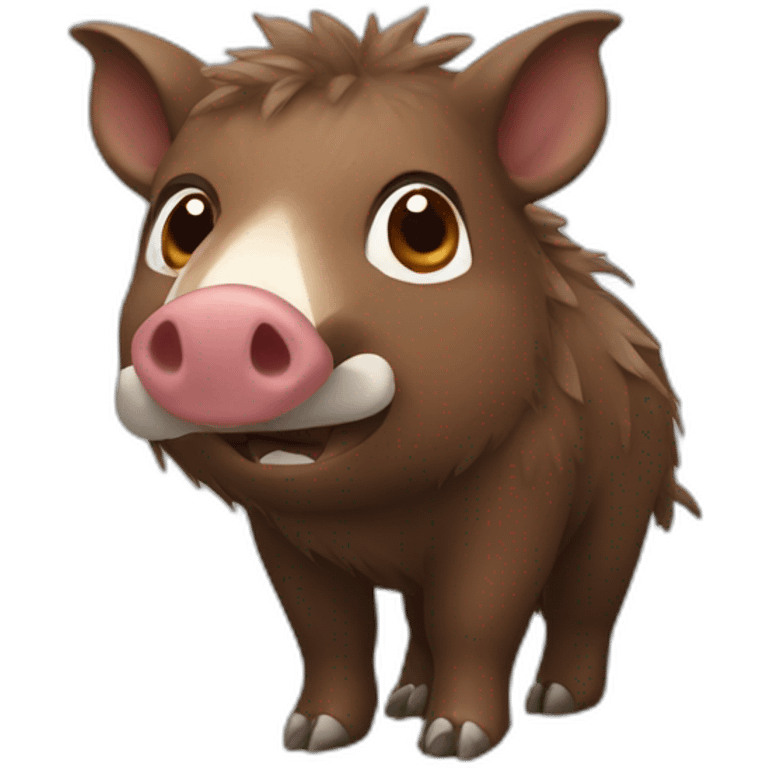 furries brown boar with white tusks emoji