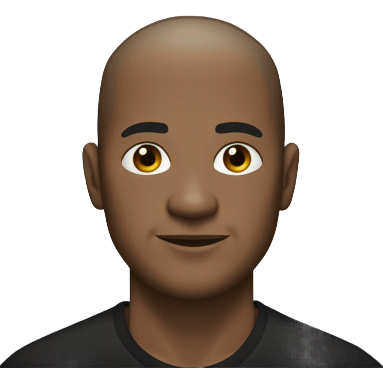 A middle-aged man with olive-toned skin with buzz cut hair and no facial hair. He is wearing a sleek black smart shirt, casually unbuttoned at the top. emoji