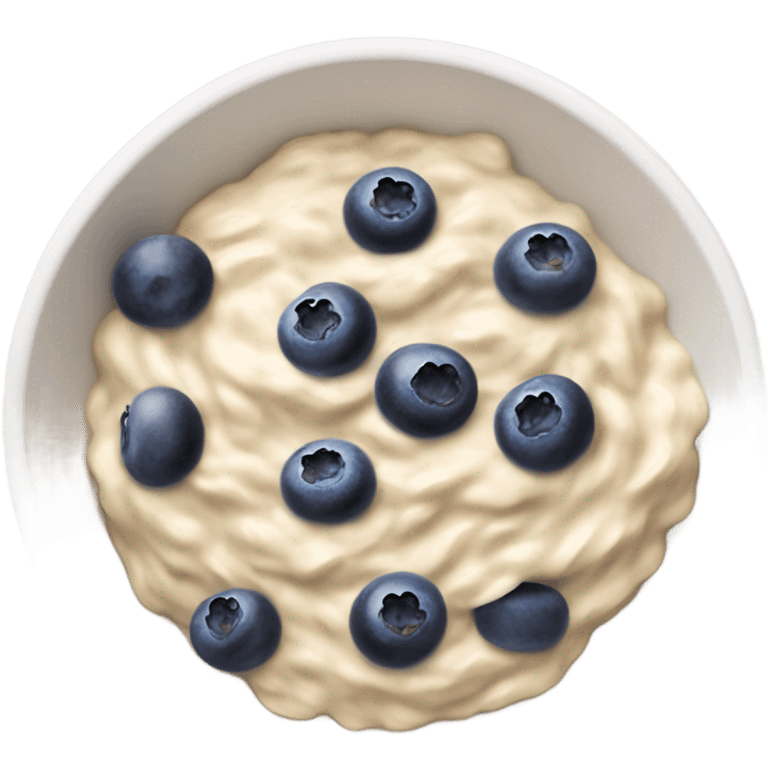 a white oatmeal bowl with some blueberry’s in it emoji