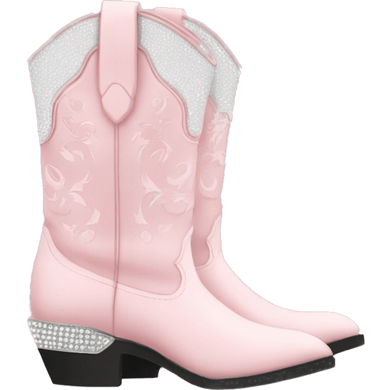 Light pink and white lined cowgirl boots with rhinestones  emoji