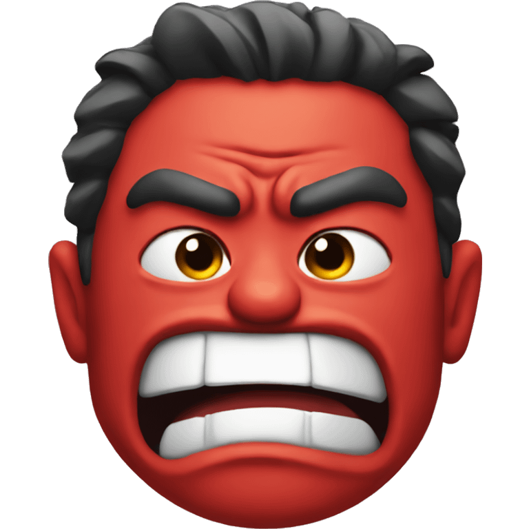 A red mega super angry face emoji