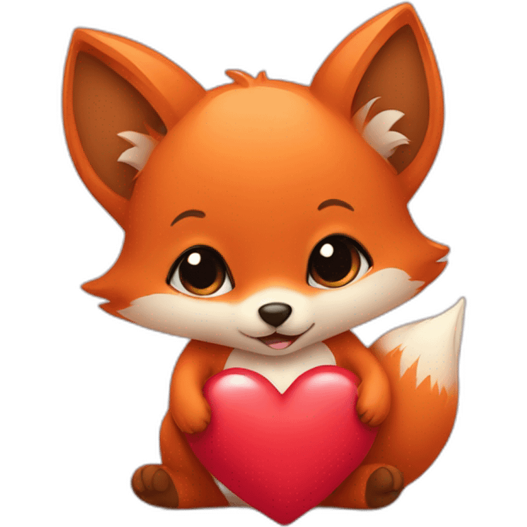 Baby Fox holding heart emoji