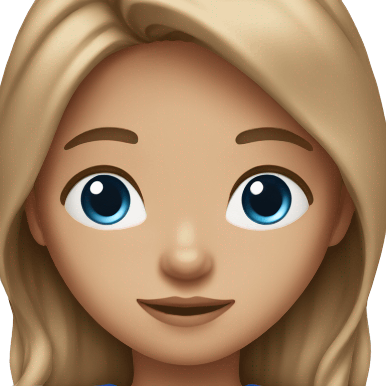 Girl with light brown long  brown long hair, blue eyes, and peachy skin  emoji