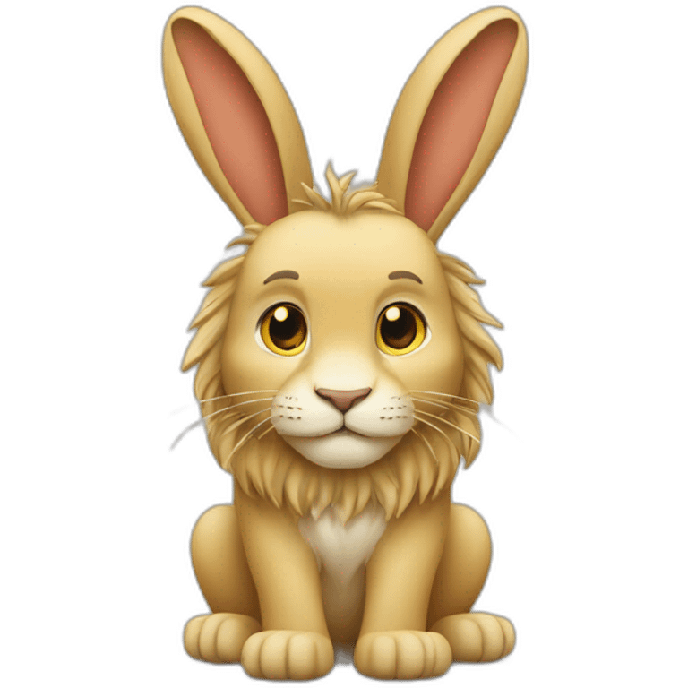 Lapin sur un le dos d’un lion emoji