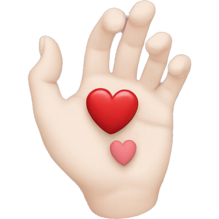 Half of a heart made with a hand emoji