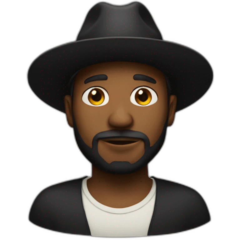 black man with wide-brimmed black hat beard fat emoji