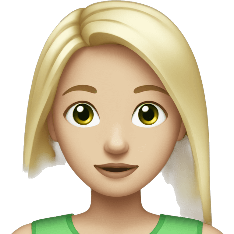 girl, straight blonde hair, green eyes, white skin emoji