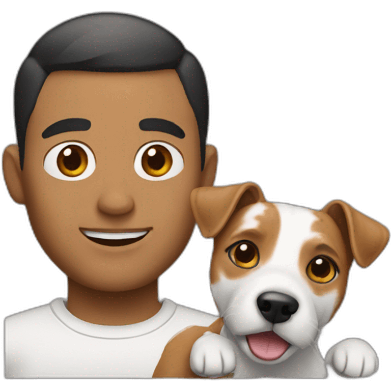 Man with short hair with jack russell terrier dog emoji