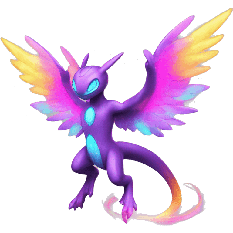 Celestial Neon Colors Vibrant Colors Flying Futuristic Fakémon-Legendary-Pokémon-Creature Full Body emoji