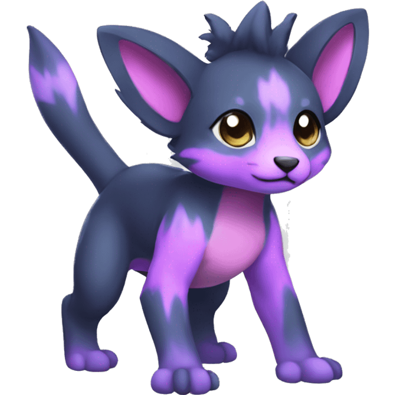 Cute cool black blue purple pink animal hybrid Fakemon full body emoji