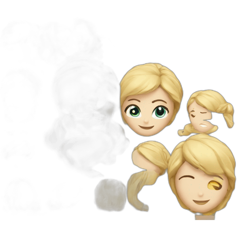 A blonde female doctor face, happy, oblique view emoji