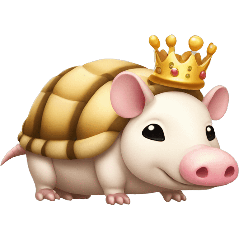  Beige piebald chubby round armadillo pig panda centipede armadillo wearing a crown emoji