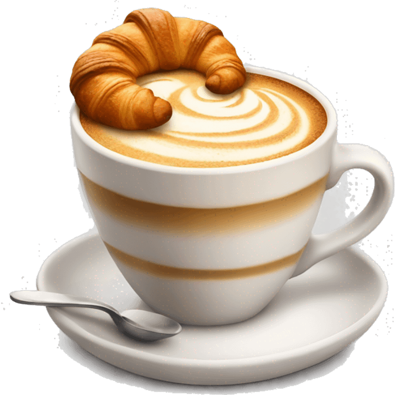 Cup of cappuccino with croissant emoji