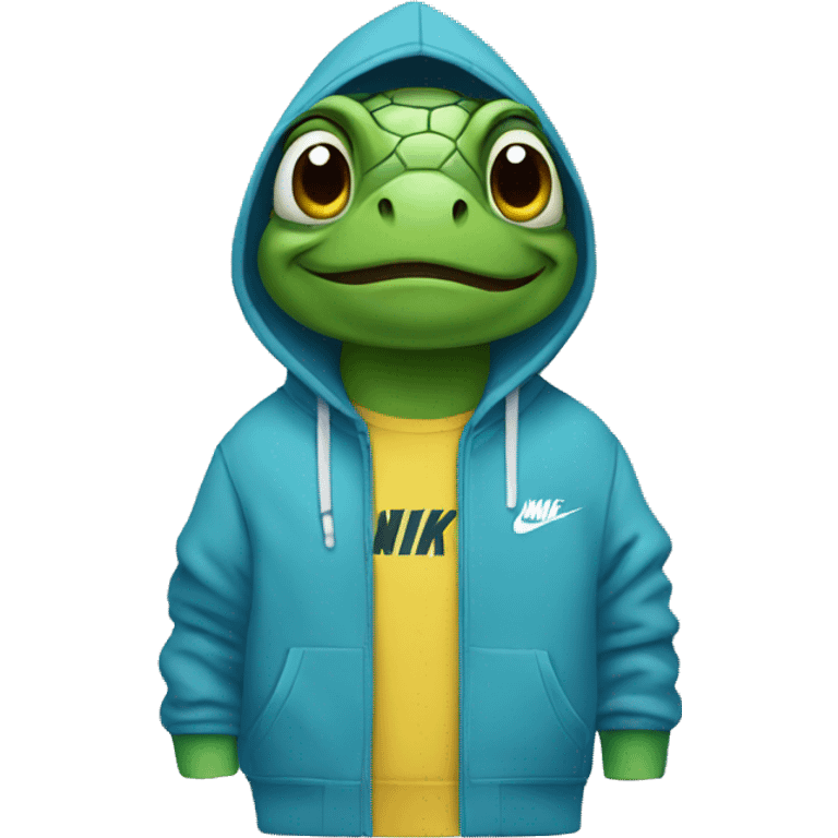 Turtle wearing a Nike hoodie emoji