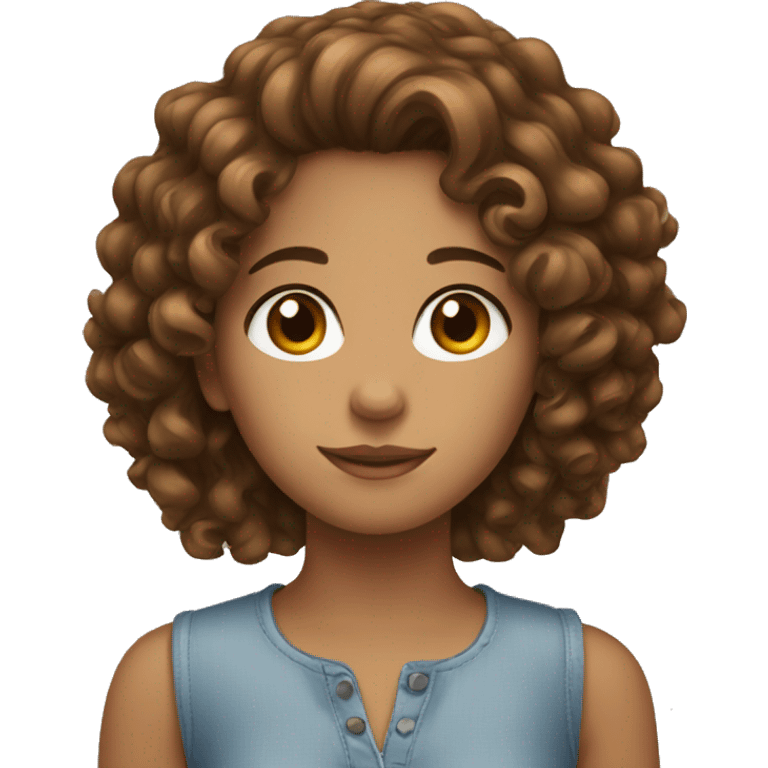 girl with brown curly hair brown eyes emoji