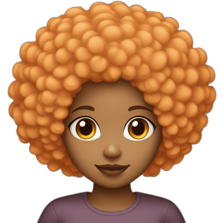 Light skin girl afro orange with heart shaped hands emoji