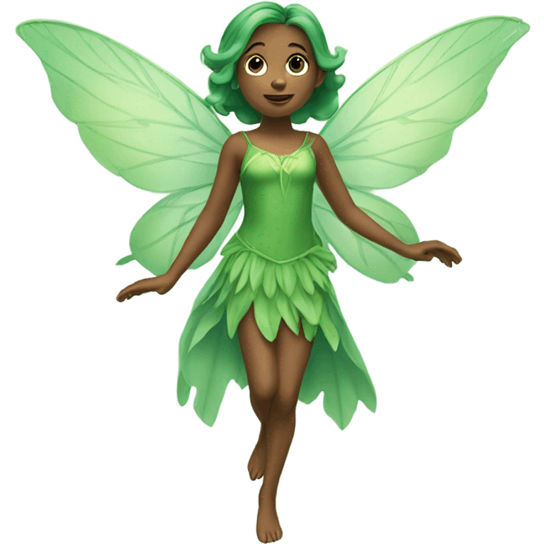 Flying fairy wearing green emoji