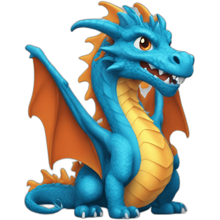 dragon bleue avec flammes emoji