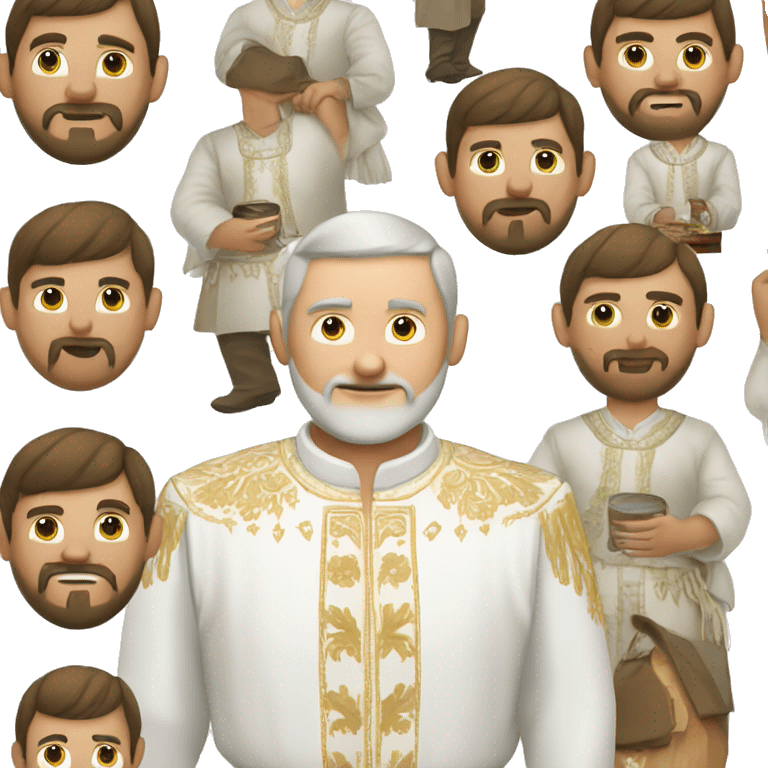 man in white russian (belarus) traditional costume emoji