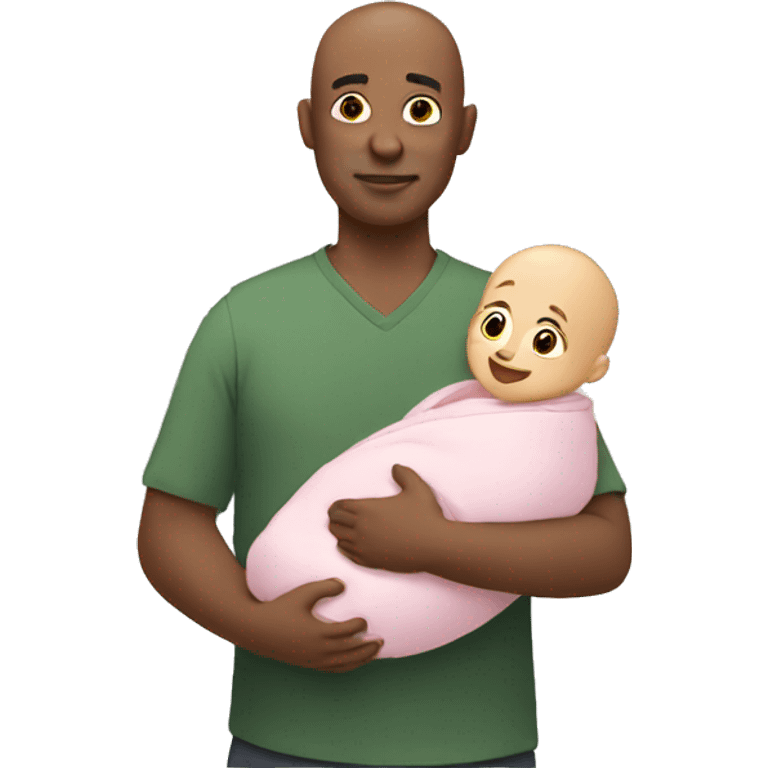 bald man with baby in his arms emoji