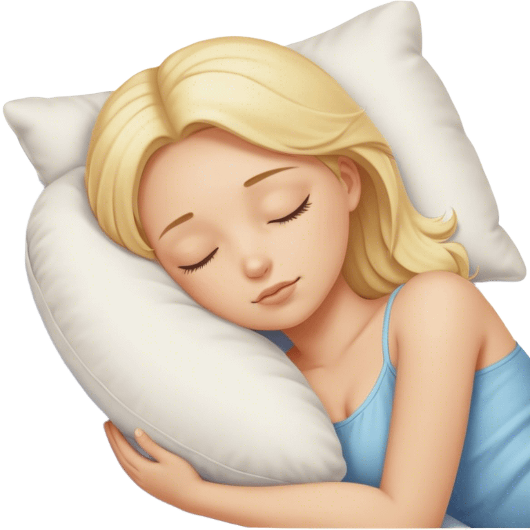 Blonde girl sleeping on a pillow emoji