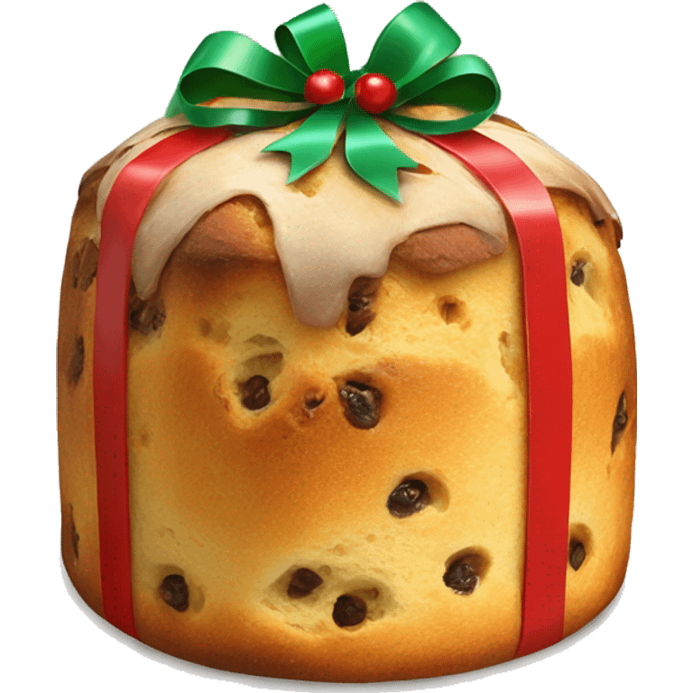 Christmas panettone with green and red bow emoji