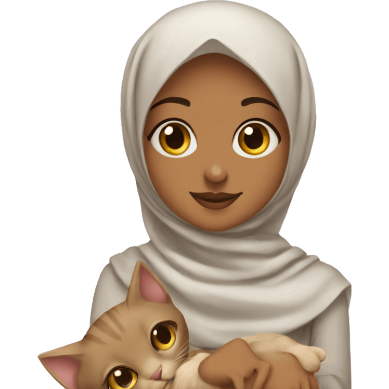 hijabi girl with a kitten  emoji