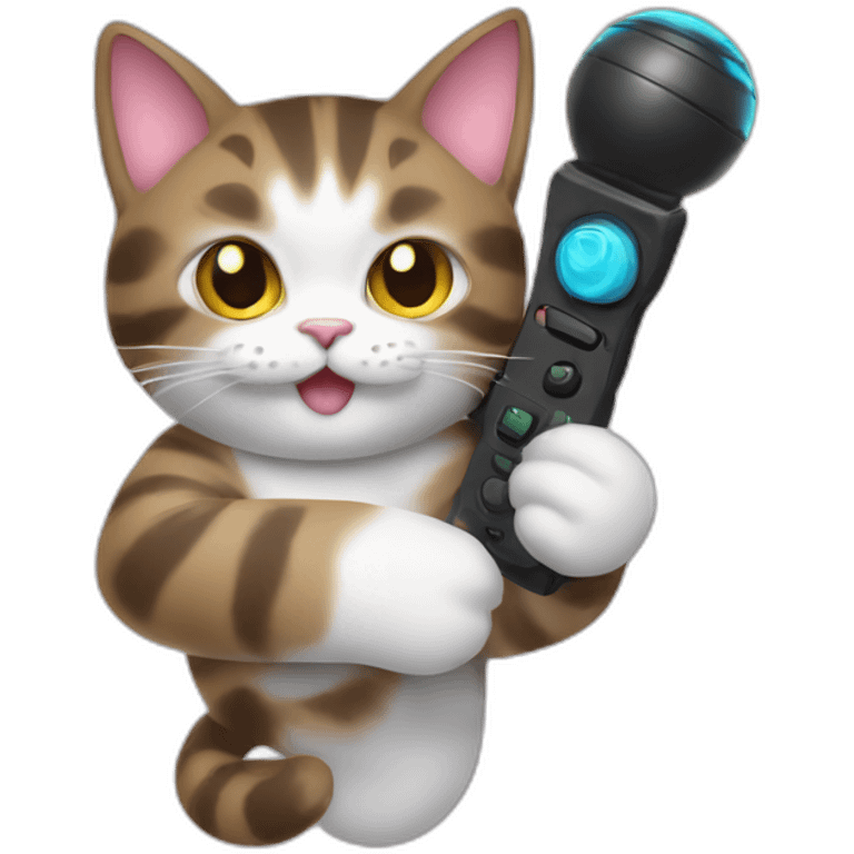 a cat in the hands with a joystick emoji