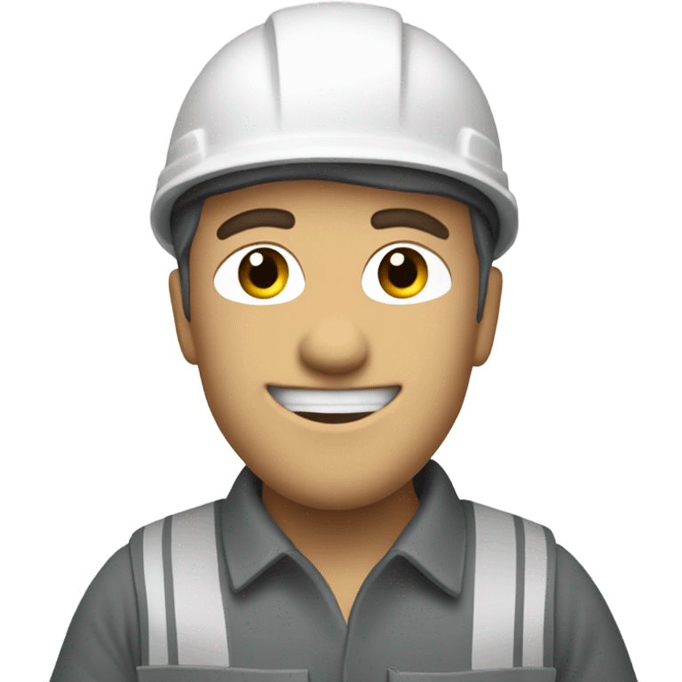 Man wearing with a white helmet and a grey workwear, giving a thumbs up emoji