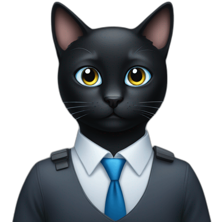 black cat with blue eyes goes to work emoji