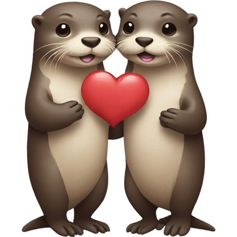 Two Otters Holding hands with a Heart  emoji