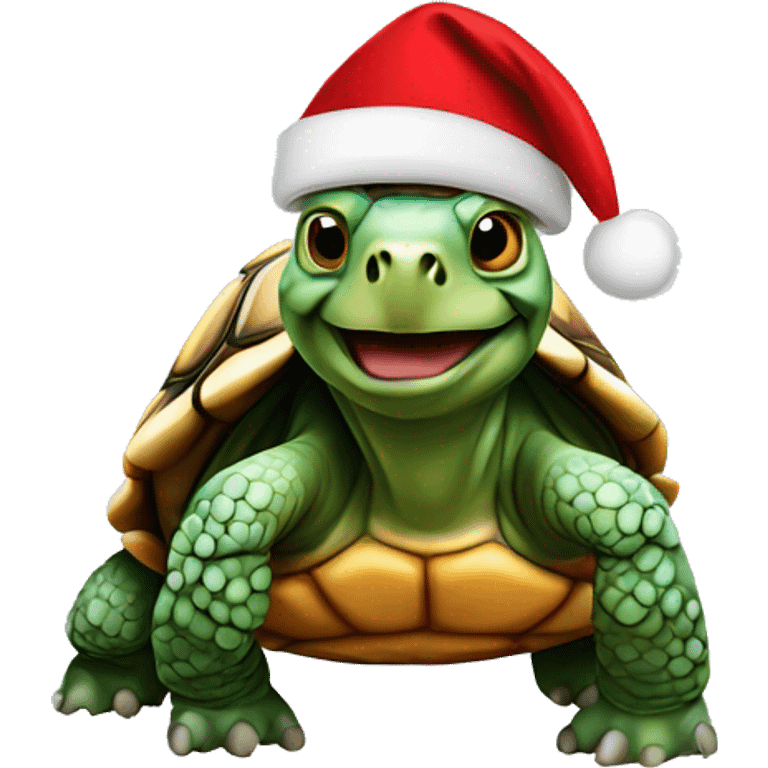 Tortoise wearing a Santa hat emoji