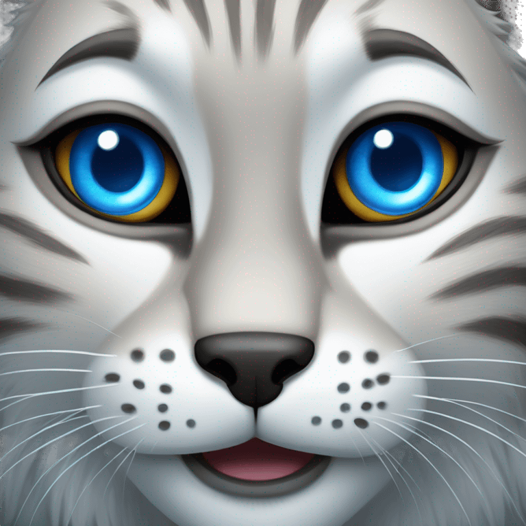 Grey lynx blue eyes grins emoji