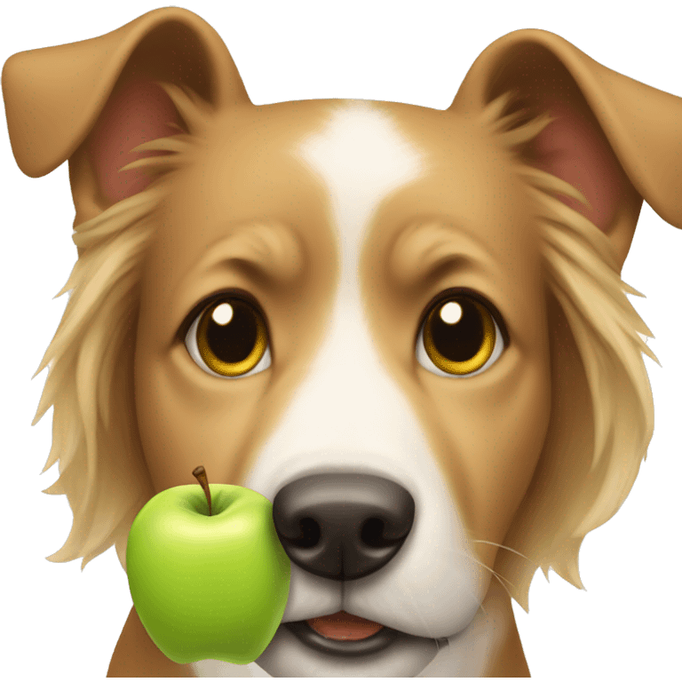 Dog with apple emoji