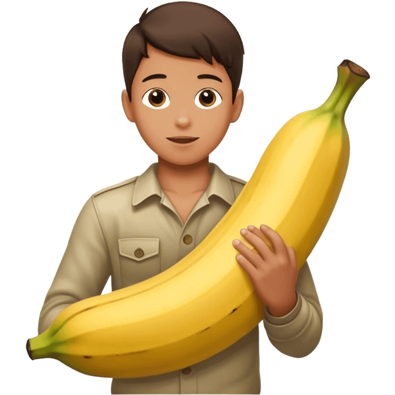 A boy with a massive bannana emoji