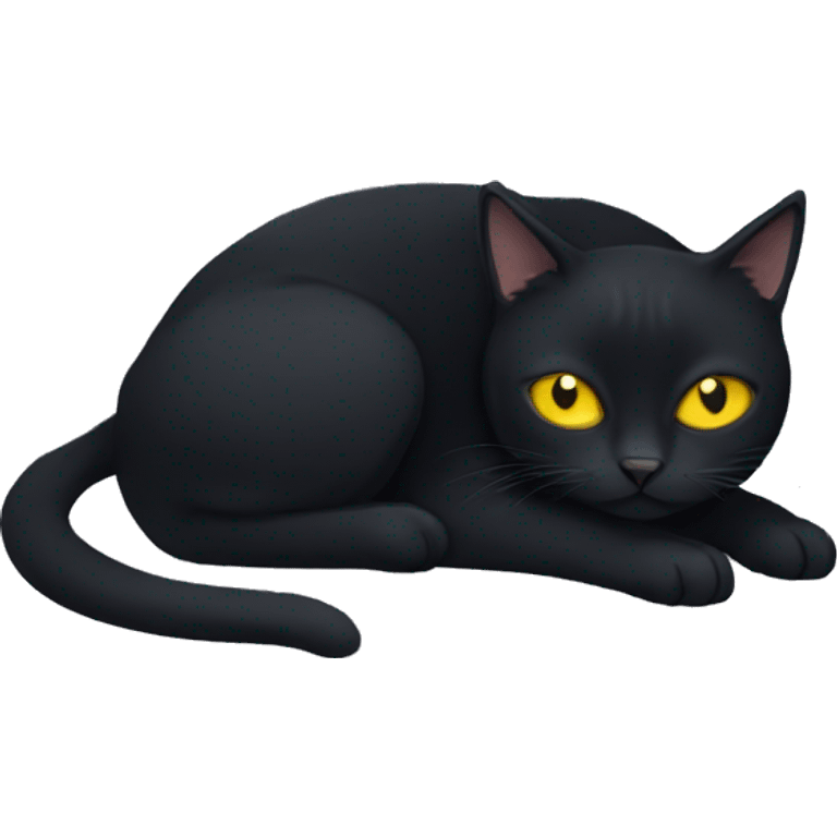 Black cat with yellow eyes and sleeping  emoji