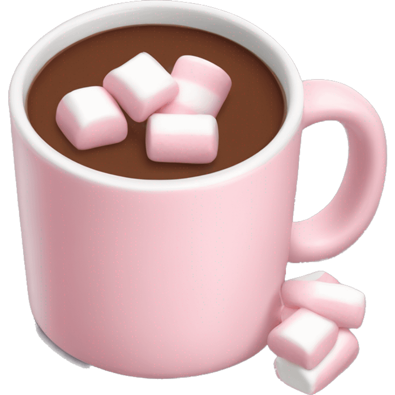 Light Pink mug of hot chocolate with marshmallows  emoji