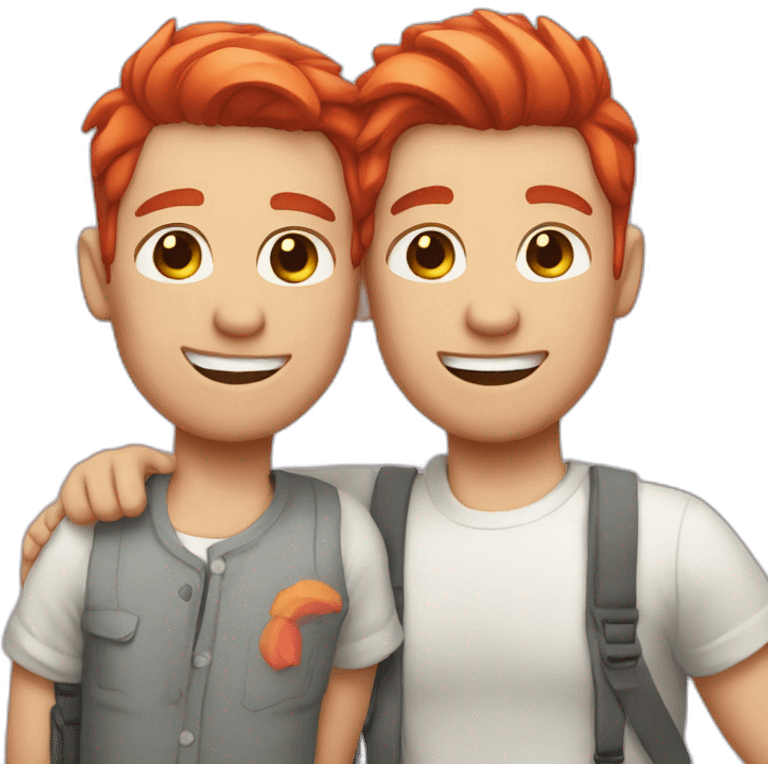 Gay couple with red hair and pink hair emoji