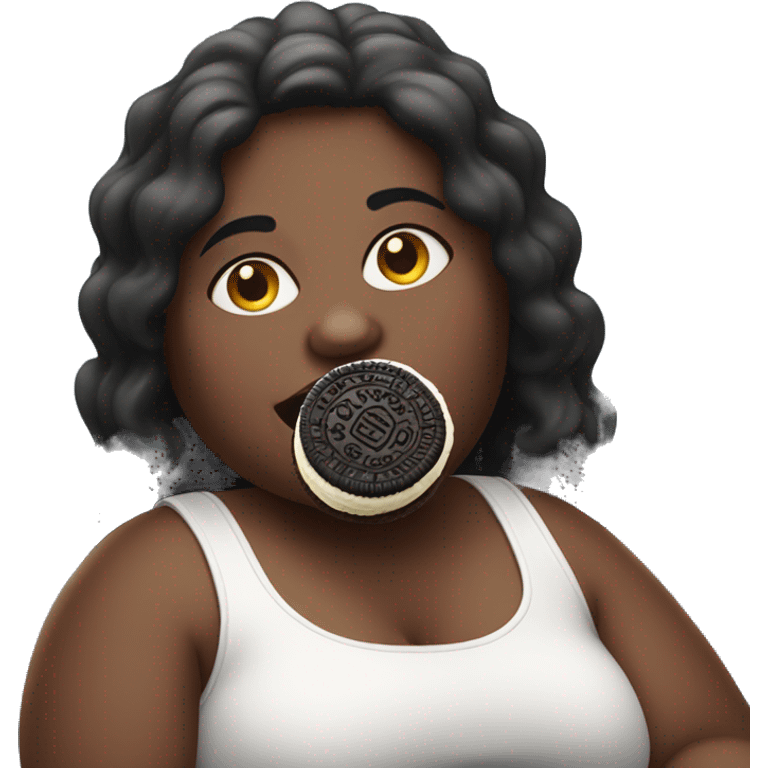 Fat girl sitting eating oreo emoji