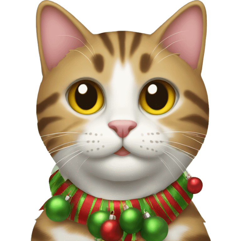 Cute tabby cat with Christmas decorations emoji