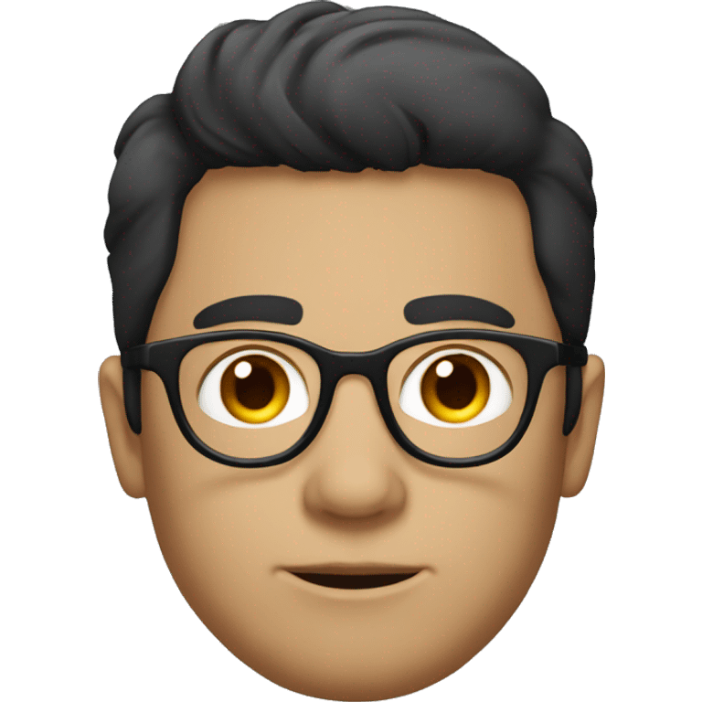 dark-haired man without a beard with circular glasses emoji