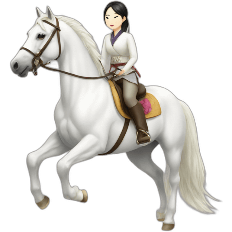 white horse riding japanese girl emoji