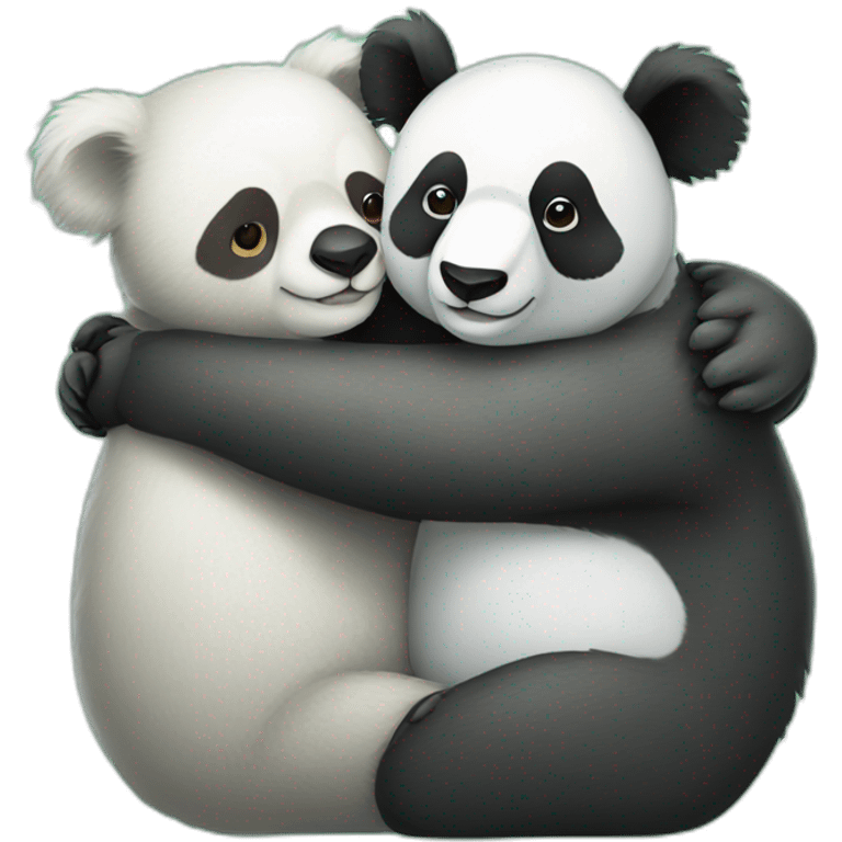 a bear a panda and a koala trio hugging emoji