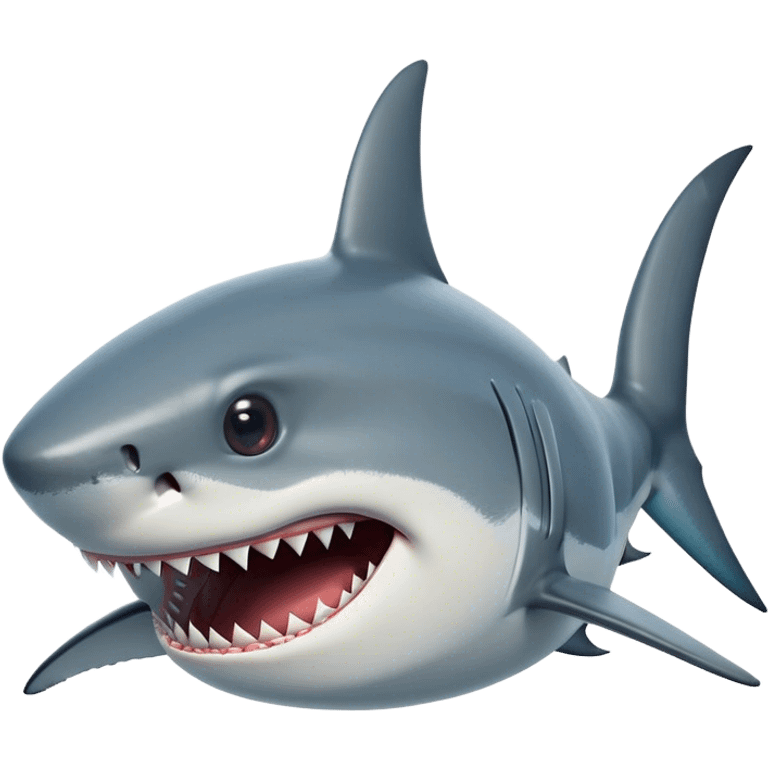 Cinematic Comical Great White Shark Portrait Emoji, Head tilted dramatically with an exaggeratedly shocked expression, featuring its iconic pointed snout, wide, comically expressive eyes, and a sleek body with a prominently defined dorsal fin, Simplified yet hilariously expressive features, highly detailed, glowing with a slightly sassy oceanic glow, high shine, dramatic yet playful, stylized with an air of cheeky marine mischief, soft glowing outline, capturing the essence of a meme-worthy great white shark that looks ready to side-eye its way into viral fame! emoji