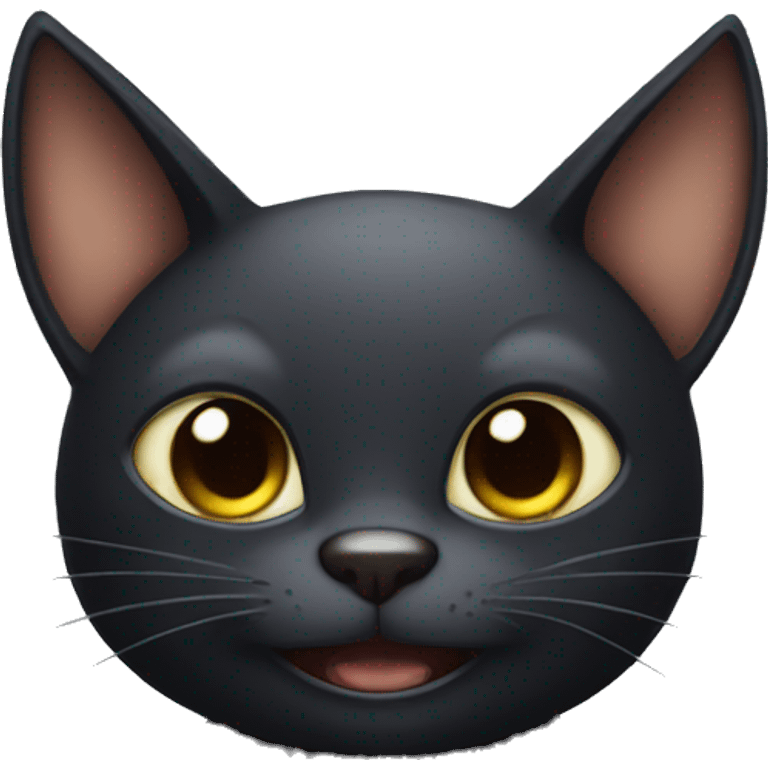 Black cartoon bat-cat emoji