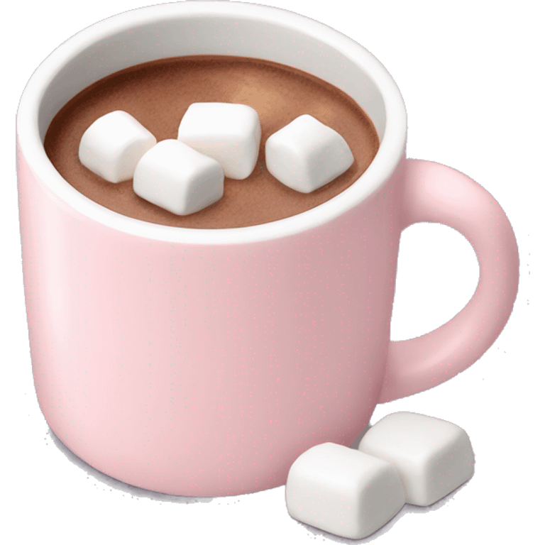 Light Pink mug of hot chocolate with marshmallows  emoji