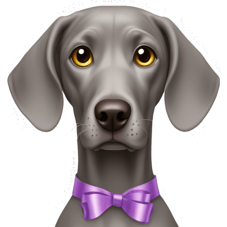 Weimaraner with a tied ribbon on her head emoji