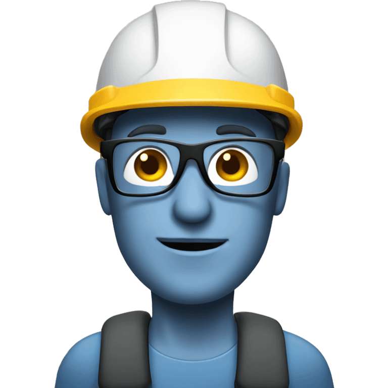 Caucasian man wearing safety helmet, glases and earplugs emoji